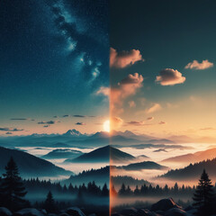 borderline between night and day밤과낮의 경계선Generative AI