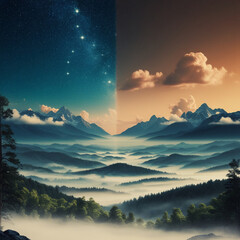 borderline between night and day밤과낮의 경계선Generative AI