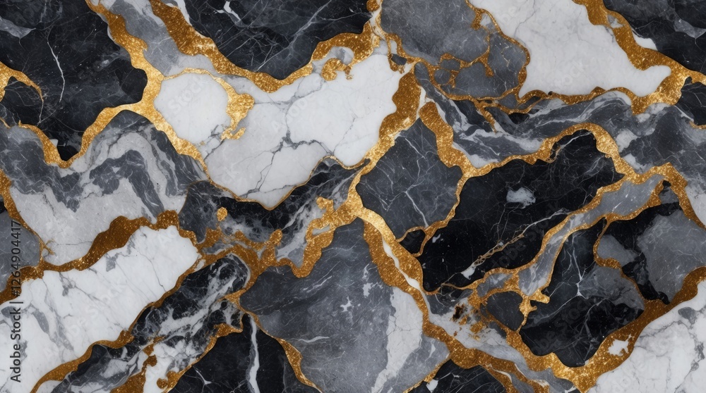 Poster black and white marble with golden veins abstract texture background with copy space for design and 