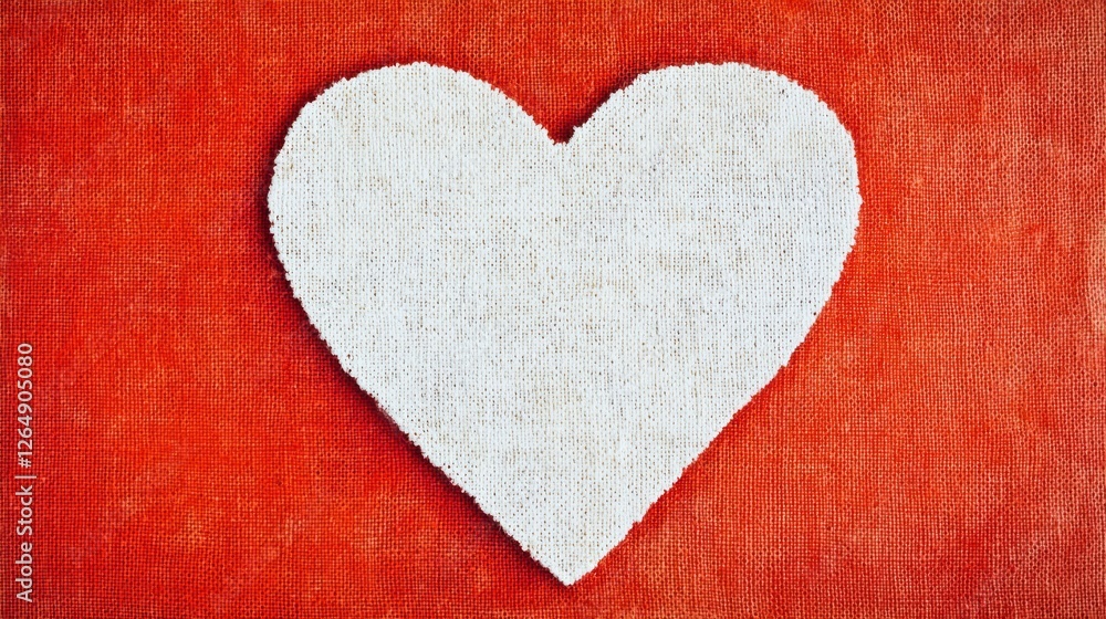 Poster white heart shape on bright red canvas background creating a warm and inviting atmosphere for love t
