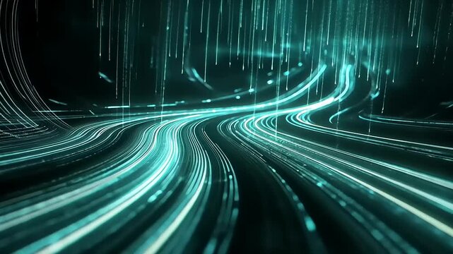 Futuristic Neon Lights Flowing in Abstract Digital Space