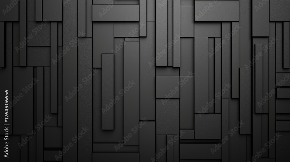 Poster Abstract black texture with layered geometric shapes and patterns for modern design backgrounds