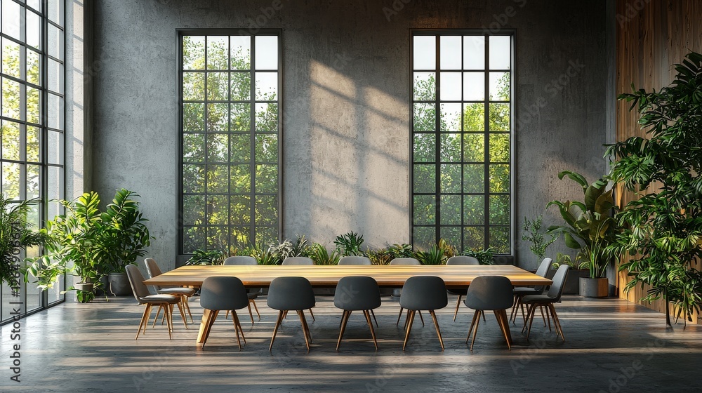 Poster this airy meeting space is highlighted by large windows and plenty of greenery, creating a refreshin