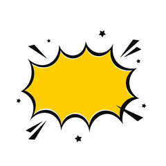 Yellow retro blank boom cartoon comic book style explosion effect on white background