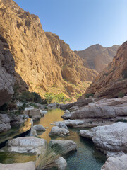 Wadi Ash Shab canyon in Sultanate of Oman