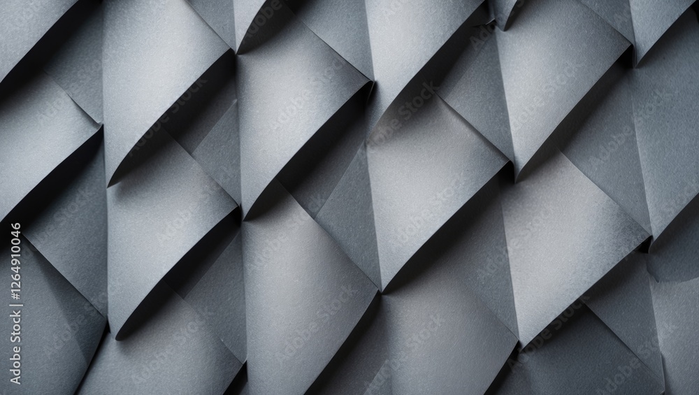 Poster textured gray paper background with interlocking fold patterns and shadows suitable for decorative o