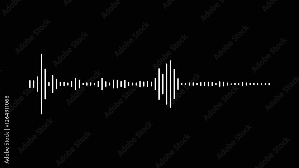 Poster audio equalizer on black background. white audio frequency sound wave on black background white and 