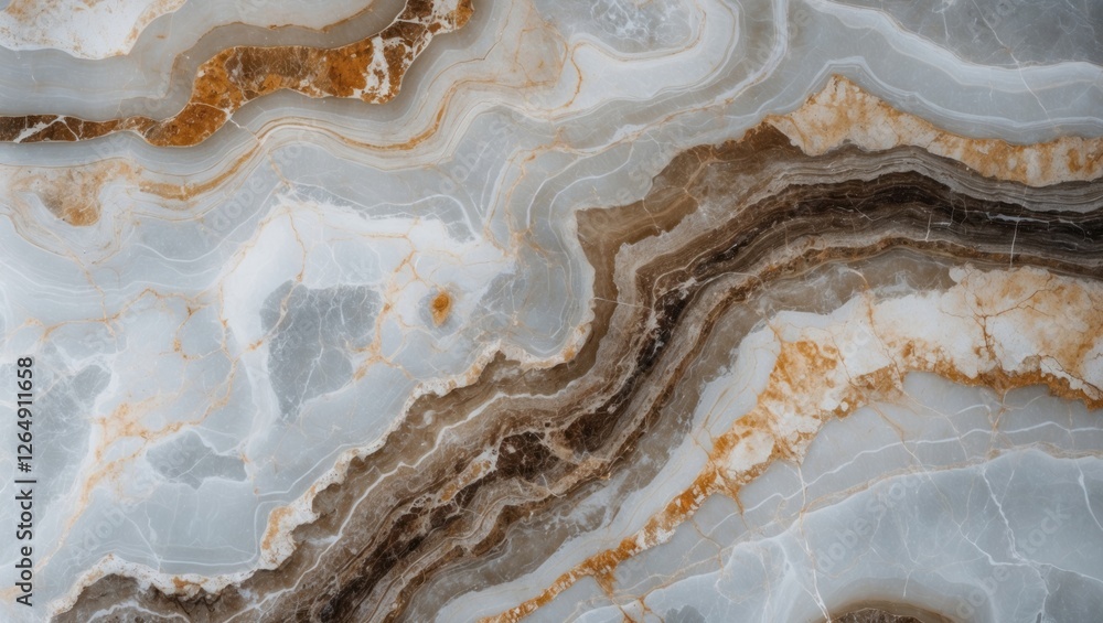 Poster Abstract close-up of layered natural stone surface showcasing blue, white, and gold hues with intricate patterns suitable for background or texture use.