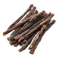 Dried sticks of jerky snack, rich color and texture for culinary creativity