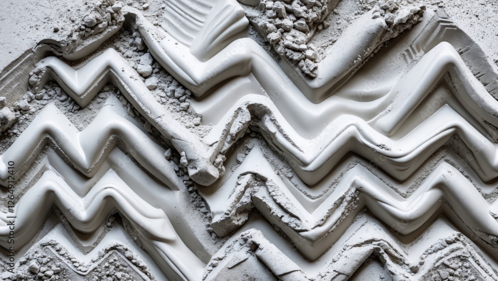 Aufkleber Textured surface of gray construction material with zigzag patterns and small debris providing a detailed abstract background Copy Space