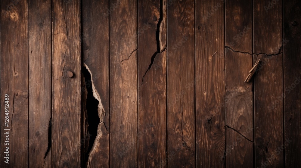 Poster Rustic wooden planks with deep cracks and texture providing a natural background suitable for various design applications Copy Space