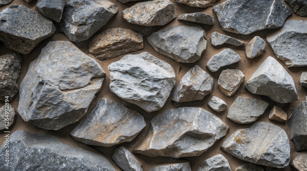 Aufkleber Various textured stones arranged on a surface suitable for background use with Copy Space for text placement