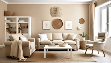 Living room design, Scandinavian style Living room model
