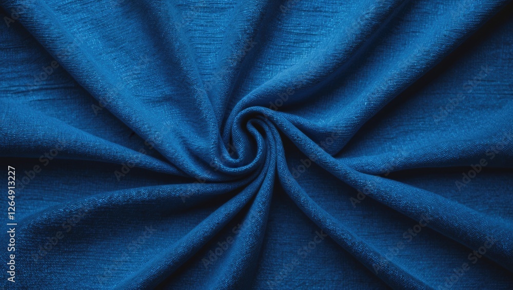 Aufkleber Blue textured fabric background with spiral pattern and soft folds suitable for various applications Copy Space