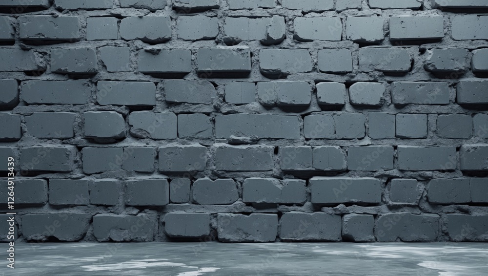 Poster gray brick wall background with textured surface and concrete floor for urban style design copy spac