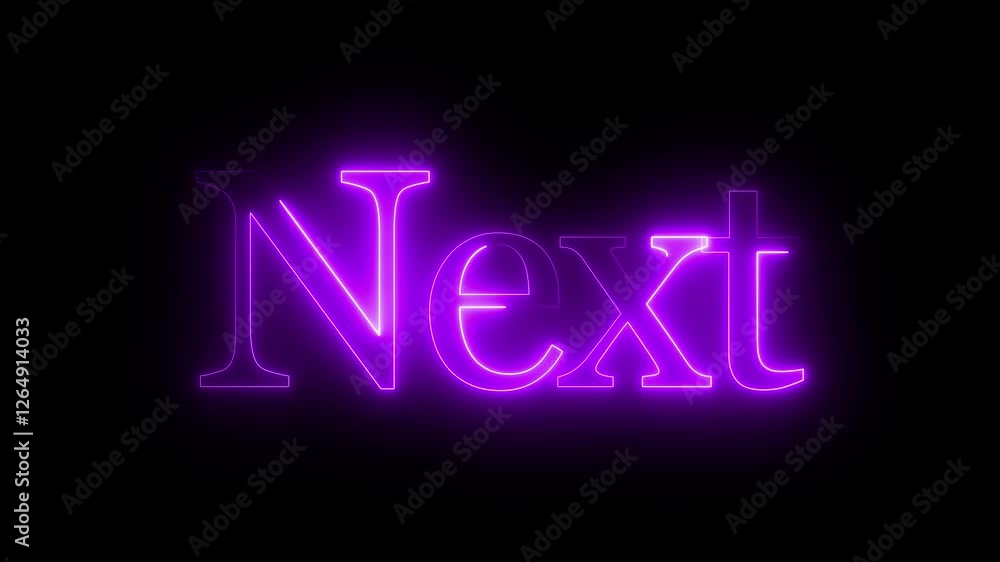 Poster next neon glow text typography animation 4k video. next text icon animation neon glowing pink color 