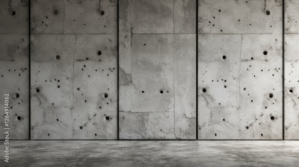Poster Concrete wall texture with visible imperfections and holes in a minimalist interior setting suitable for various design applications Copy Space