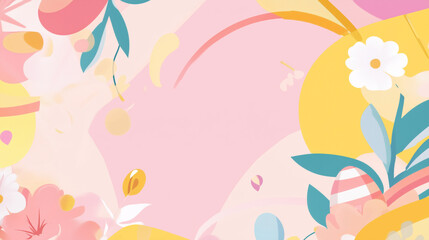 Abstract Easter Background With Floral Elements
