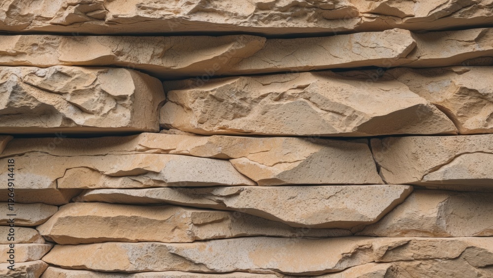 Aufkleber textured layers of natural stone wall in warm beige tones suitable for various applications copy spa