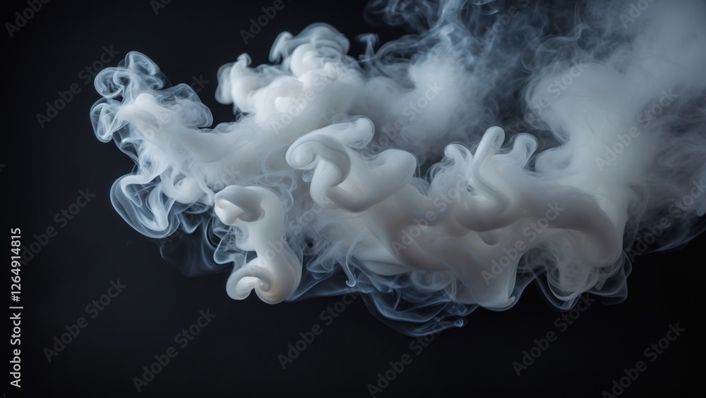 Aufkleber White smoke swirling against a dark background with soft edges and flowing shapes creating an abstract texture Copy Space