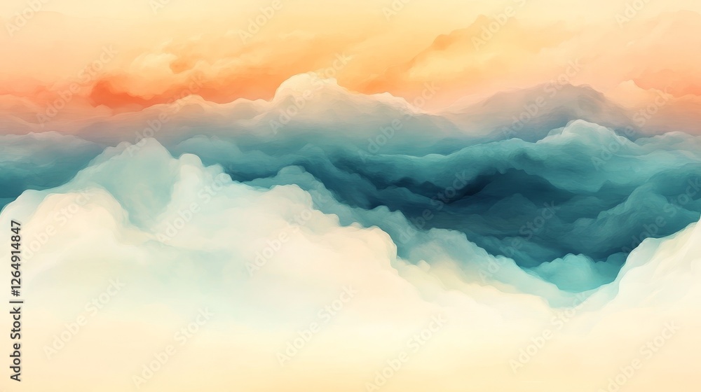 Poster whimsical stars seamless pattern in pastel colors with tiny glowing stars floating over a watercolor