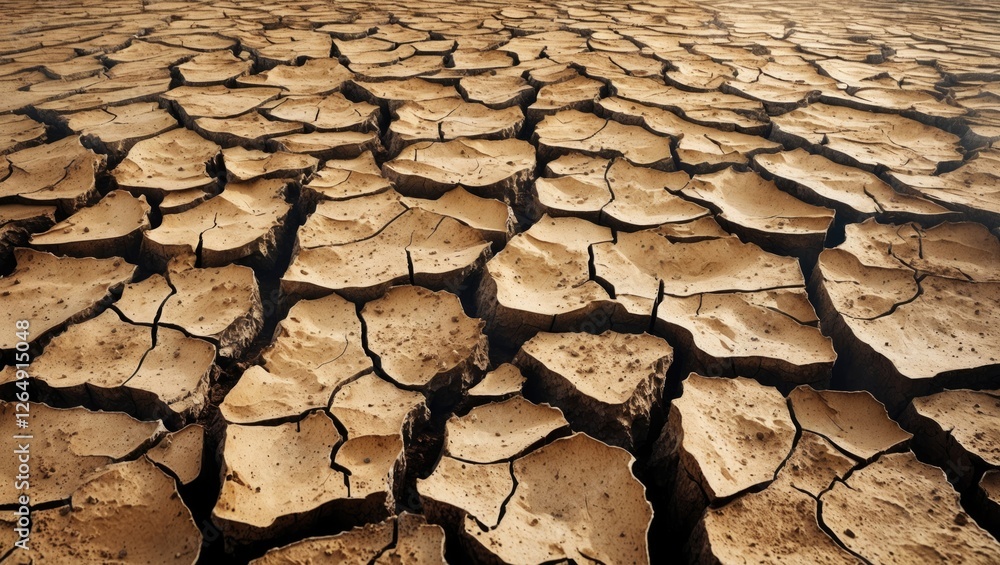 Aufkleber cracked dry earth surface texture background with visible fissures and crevices in soil soil pattern