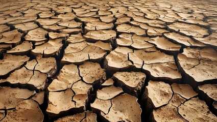 Cracked dry earth surface texture background with visible fissures and crevices in soil soil pattern arid landscape Copy Space