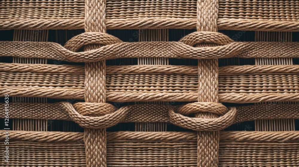 Aufkleber Woven natural fibers texture background with intricate patterns and knots suitable for design projects with Copy Space