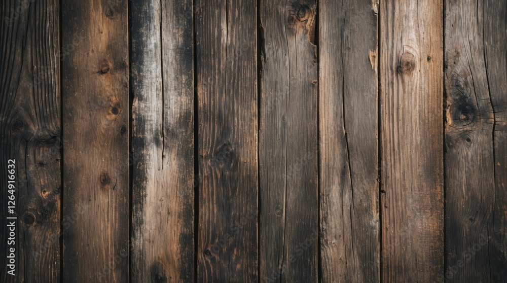 Poster Wooden background with dark and light planks arranged vertically textured surface for design purposes Copy Space