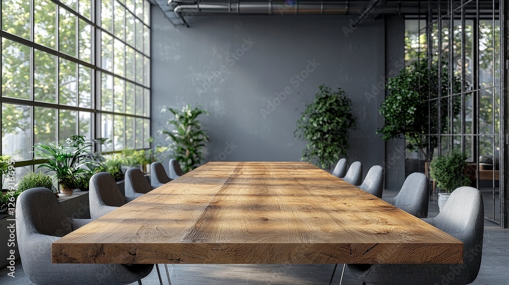 Poster this dynamic conference room is enhanced by lush greenery and ample natural light, offering a calmin