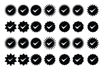 Profile Verified badge, Check and Social media account verification, accept, approved Verified badge icon set. vector illustration.