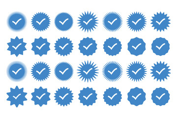 Profile Verified badge, Check and Social media account verification, accept, approved Verified badge icon set. vector illustration.