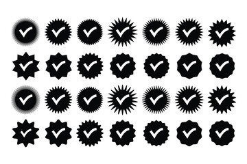 Profile Verified badge, Check and Social media account verification, accept, approved Verified badge icon set. vector illustration.