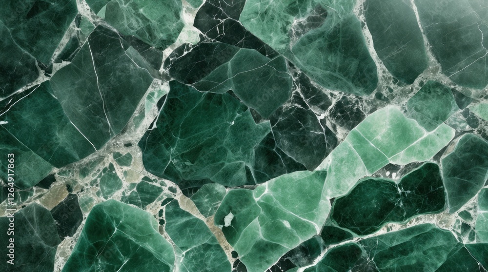 Aufkleber Green marble texture background with intricate patterns and variations in shades of green and black. Copy Space