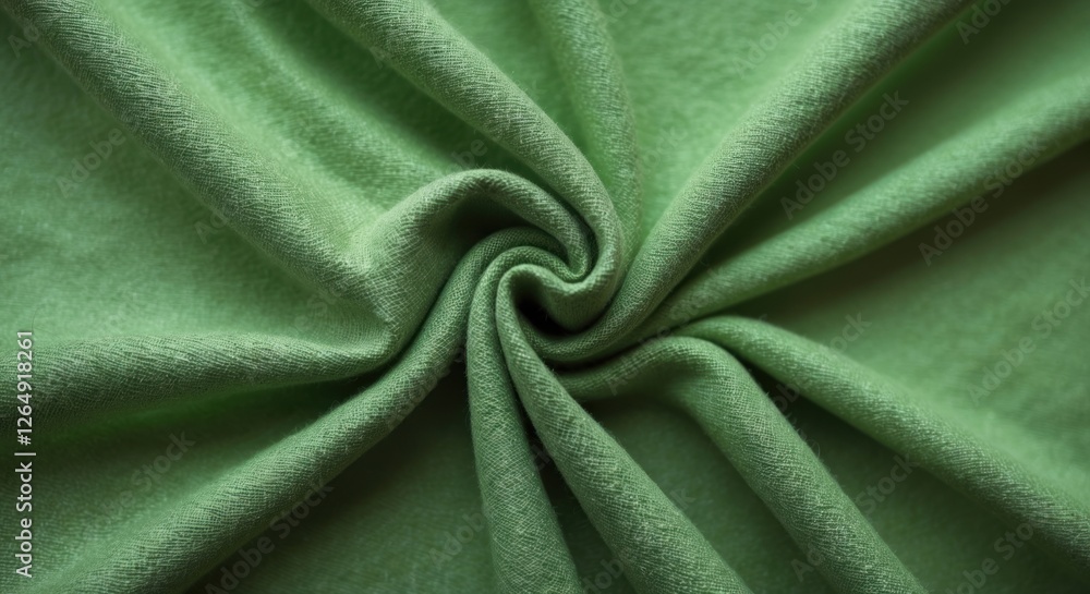 Aufkleber Green fabric texture with soft surface and smooth folds suitable for textile backgrounds and design projects Copy Space