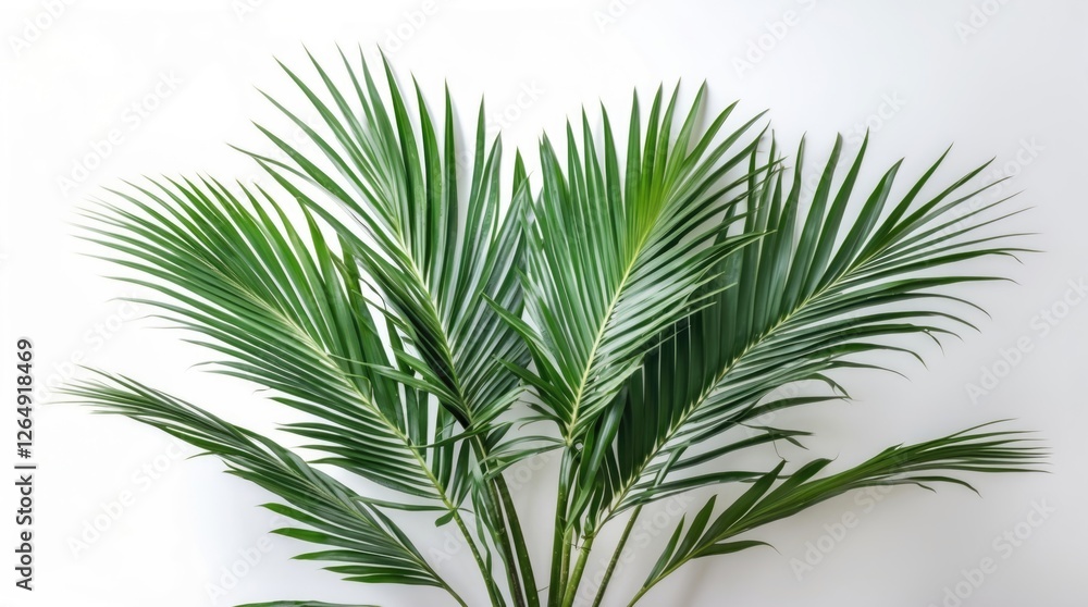 Aufkleber Green palm leaf foliage isolated on white background with copy space for text or design elements