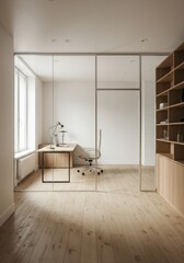 Fototapeta premium Modern Office with Glass Partition and Elegant Design