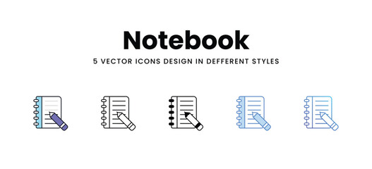 Notebook vector icons set stock illustration