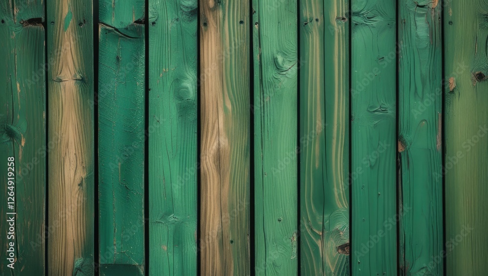 Poster green wooden wall texture with vertical planks and natural grain details suitable for background or 