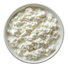 Fresh Creamy Cottage Cheese in a White Bowl on a Bright Background