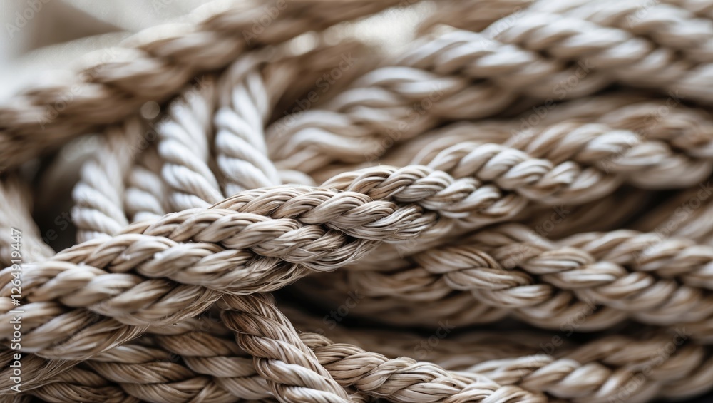 Poster Close-up of twisted natural rope texture with interwoven strands suitable for various applications and designs Copy Space