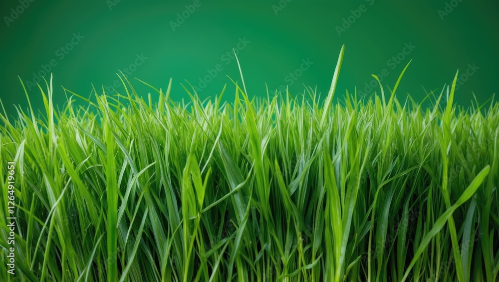 Poster fresh green grass blades with soft focus background ideal for nature themes and copy space.