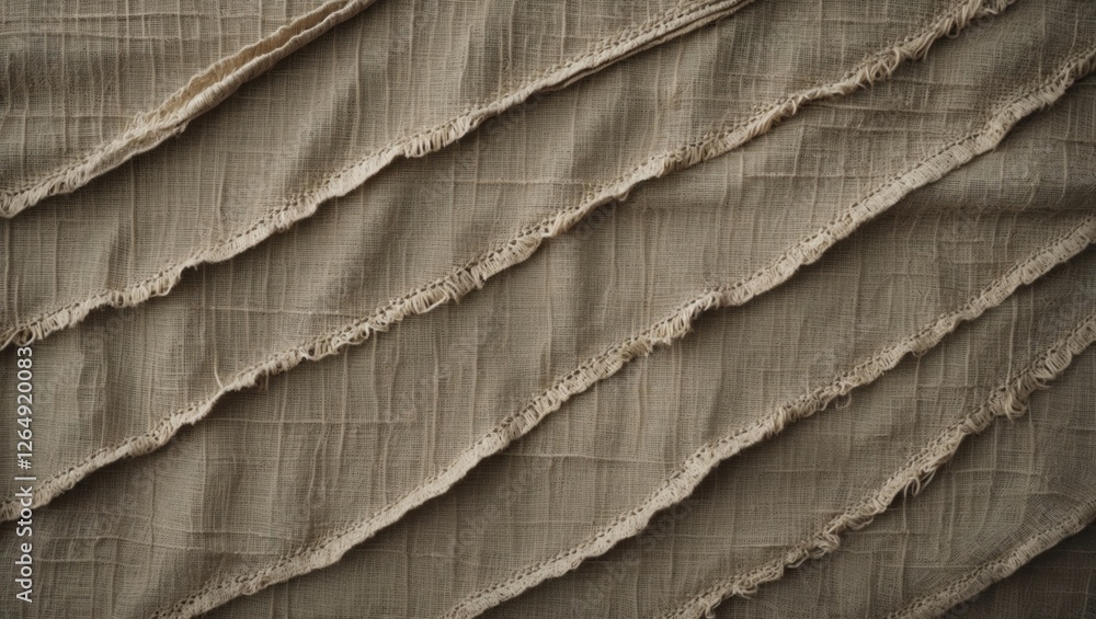 Aufkleber textured beige fabric with wavy stitched lines and frayed edges providing a natural earthy look suit