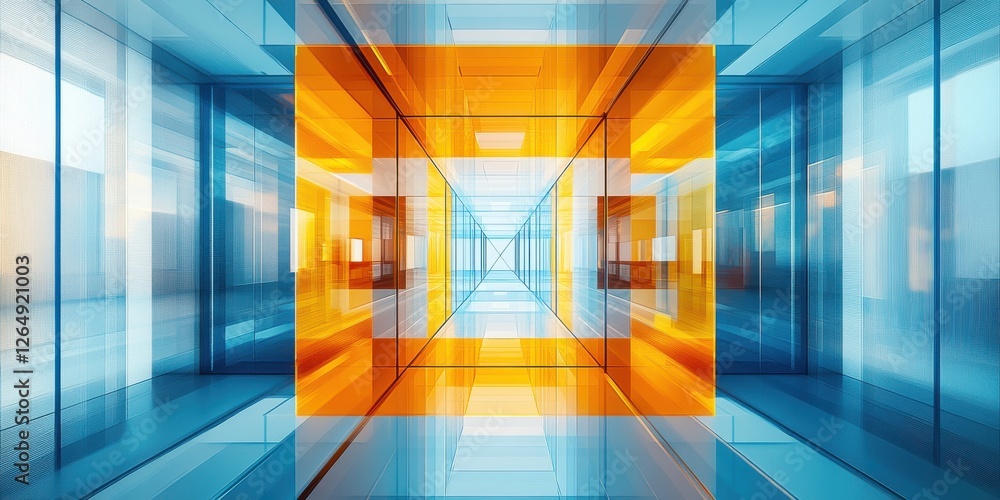 Poster standardized work depicted as a kaleidoscopic pattern of structured routines, geometric futuristic w