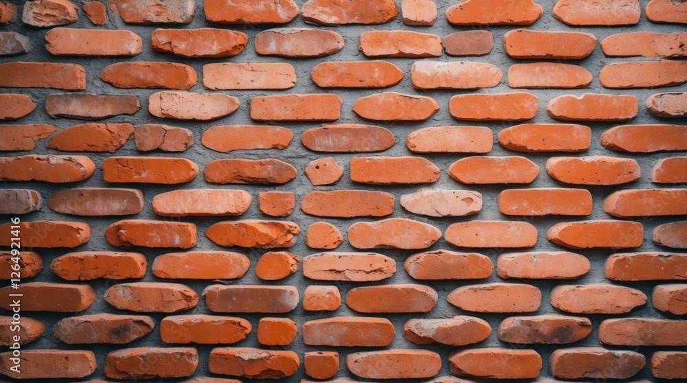 Poster Textured red brick wall background with gray mortar joints ideal for architectural and design projects Copy Space