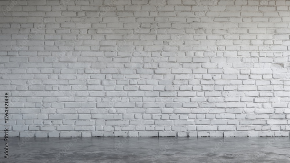 Poster White brick wall interior with concrete floor and ample space for text or design elements in the foreground Copy Space