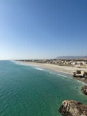 Taqah coast with a sandy beach in Southern Oman