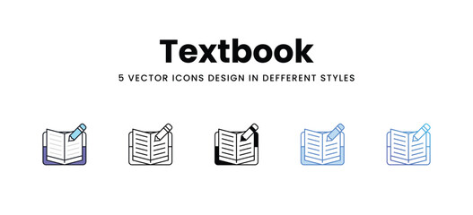 Textbook vector icons set stock illustration