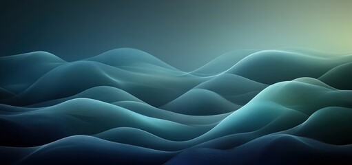 Obraz premium Abstract Teal Waves: Serene Digital Landscape