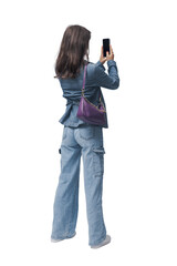 Young stylish woman taking pictures with her smartphone